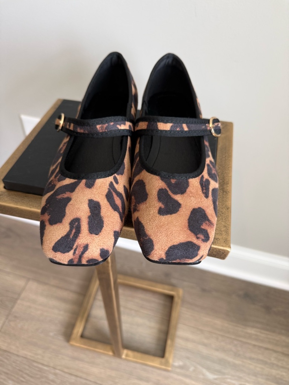 Leopard Print Mary Jane Flats with Buckle Strap - Brown - Picture 5 of 12